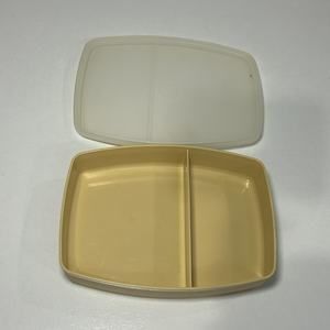 Vintage Tupperware #813 Divided Lunch Container Harvest Gold w/Sheer Lid 814